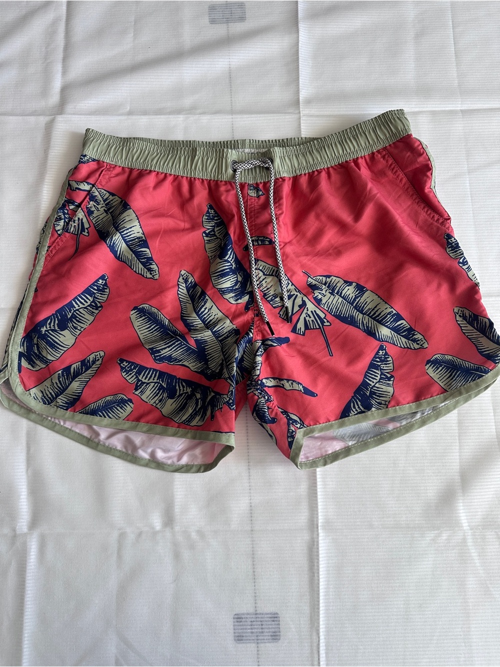 Retro Tropical Banana Leaf Swim Trunks Coral Resort Shorts Maamgic M/ unisex